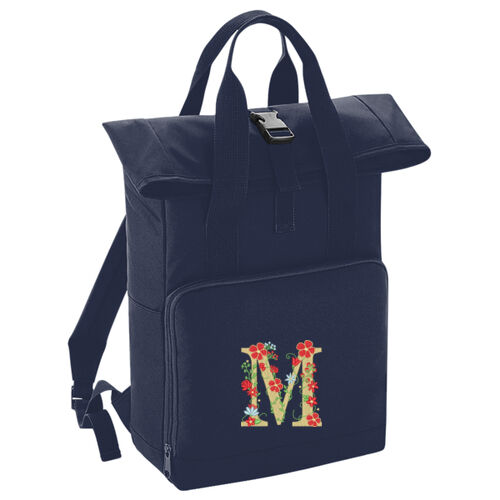 Embroidered Floral Monogram Backpack Thumbnail
